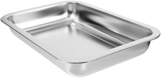 INOOMP Stainless Steel Cat Litter Box Open Design Large Metal Litter Pan Easy to Clean Portable Kitten Tray for Cats and Small Pets