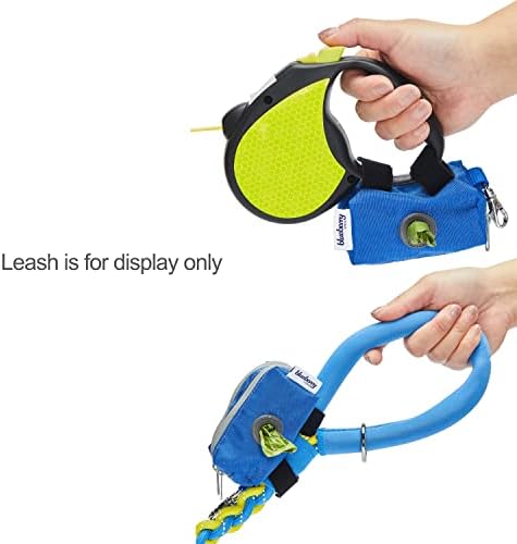 Blueberry Pet Dog Poop Bags Rolls Dispenser, Leash Attachment Holder for Dog Poop Bags, Solid Color, Dual Zippered Compartments, Lightweight, Durable, Includes Free Roll, Travel-Friendly