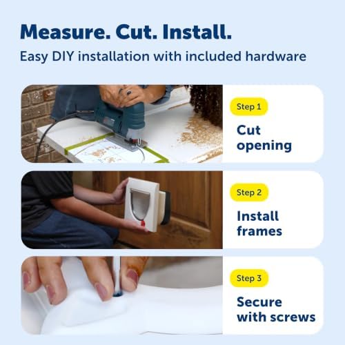 PetSafe Interior Cat Door, 4-Way Lock, White, Cats up to 15 lb | High-Impact Frame with Transparent Flap, Fits Interior Doors, Hardware and Template Included