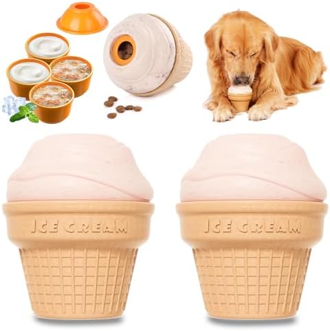 Multi-Functional Interactive Dog Toys for Aggressive Chewers, Indestructible Dog Toys for Medium/Large Breeds,Frozen Dog Treat Dispenser to Keep Them Busy,Reduces Anxiety(Pack of 2)