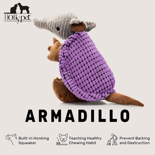 Hollypet Armadillo Squeaky Dog Toys for Medium Large Dogs, 10"