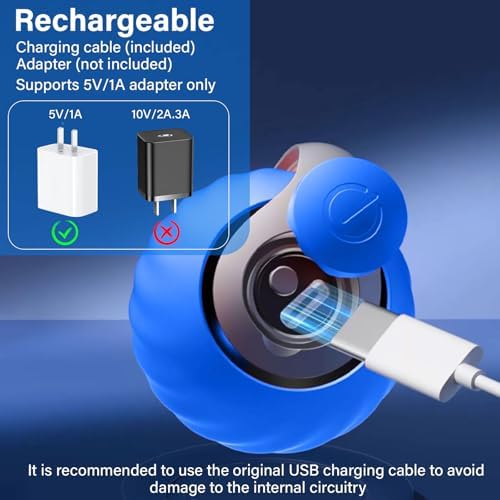 Interactive Cat Ball Toy with Feather, Smart Ball for Indoor Cats, Motion Activated Automatic Cat Toys, USB Rechargeable Toys, Blue