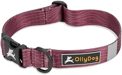 OllyDog Flagstaff Collar, Adjustable Soft Puppy Collars with Quick Release Buckle, Ideal Dog Collar for Everyday Use and Adventures (Small, Rosewood Woodgrain)