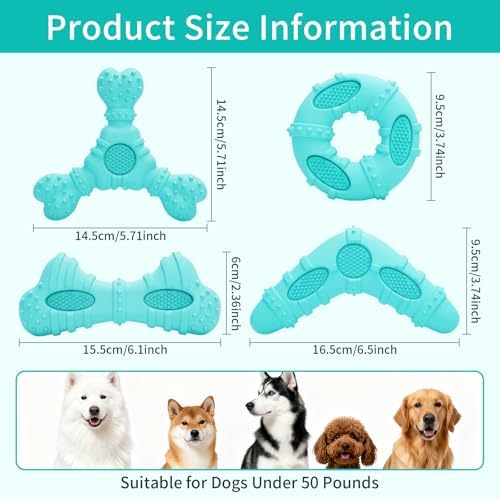 Natural Rubber Dog Chew Toys 4 Pack Tough Dog Toys for Aggressive Chewers