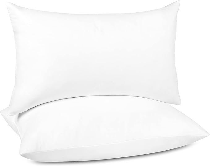puredown® Lumbar Pillow Inserts 12 x 20 (Pack of 2, White), Filled with Feather and Down, Decorative Pillows for Couch, Home Decor