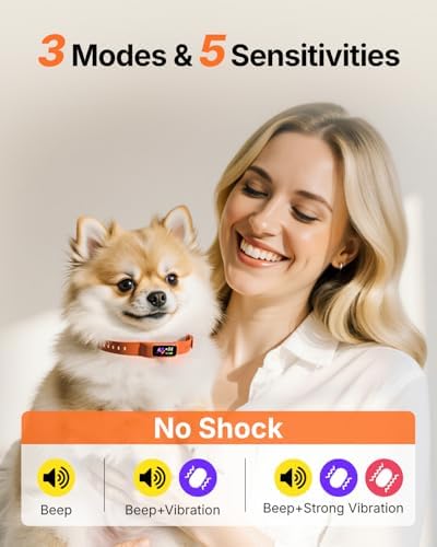 Bark Collar for Small & Medium Dogs, Rechargeable Anti Barking Training Collar, Vibrating Dog Collar No Shock Barking Collar (Matte Black)