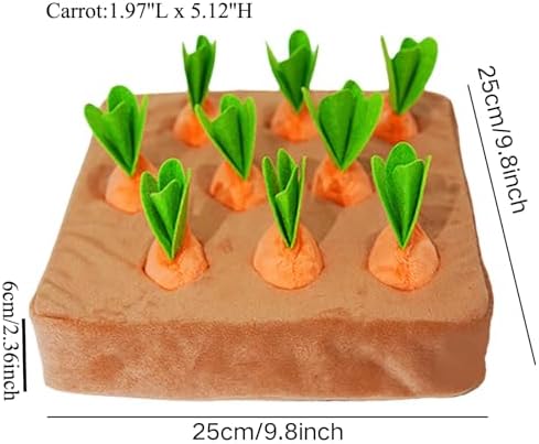Upgraded Interactive Rabbit Enrichment Toys, Hide and Seek Snuffle Mat with Plush Carrot and Feeder Cups for Boredom & Stimulating, Bunny Puzzle for Puppies, Guinea Pigs, Kitten, Chinchilla (X Large)