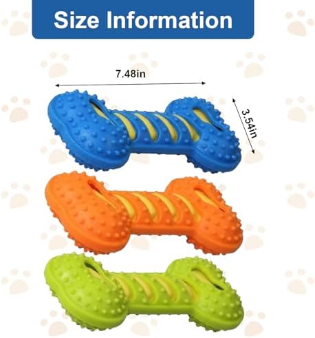 Shudyear Dog Chew Bone Toy, Interactive Chew Toy for Dental Fun, Dog Squeaky Toys for Aggressive Chewers,Small,Medium, Large Dogs