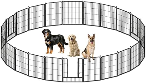 CAPHAUS 24/32/40 Inch Height Bold Metal Foldable Heavy-Duty Pet Playpen with Door, Indoor/Outdoor Portable Cage, Kennel Dog/Animals Exercise Fence for Yard, RV, Camping, Available in 8/16/24/32 Panels