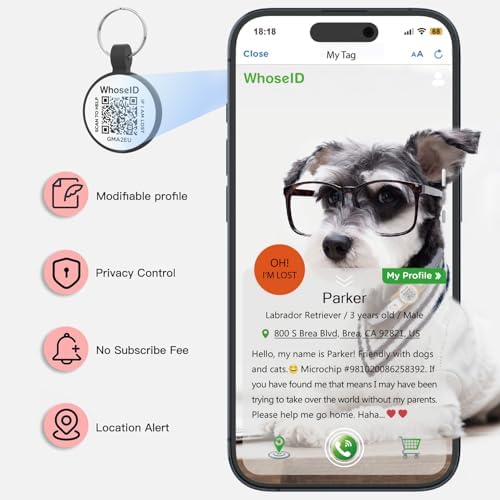 Personalized Dog Tag, Laser Engraving QR Code, Silicone Dog ID Tag, Pet Online Profile, Scan QR Code Send Location, Collar Harness Accessories (Medium to Large Breeds - 1.25", Black & Black)