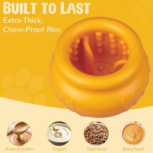 Wobbly Dog Enrichment Lick Toy, Stuffable Frozen Lick Bowl to Keep Dogs Busy, Long-Lasting Interactive Treat Dispensing Dog Toy, Silicone Fetch Catch Chew Toy(Orange,S)