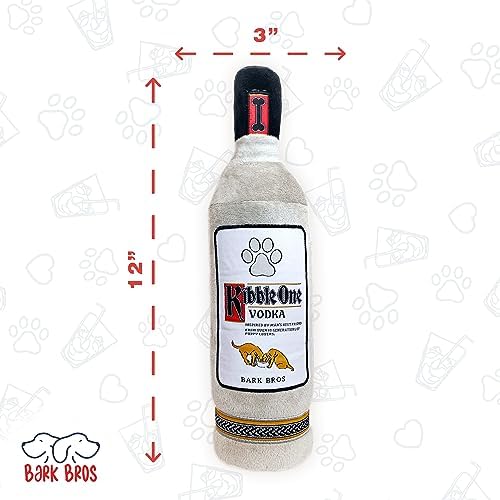 Bark Bros - Liquor Bottle Dog Toy - Plush Squeaky Dog Toys Funny Drink Parody - Alcohol Dog Toy - Dog Birthday Toy - Cute Dog Toys - Puppy Gifts - Puppy Stuff - Dog Stuff (Large, Kibble One)