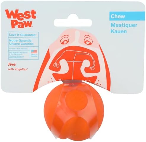 WEST PAW Zogoflex Jive Ball Dog Chew Toy – Bouncing Toys for Dogs, Fetch, Catch, Chewing, Play – Floatable, Recyclable Balls – Latex-Free, Non-Toxic, Dishwasher Safe Dog Toy, X-Small 2", Tangerine