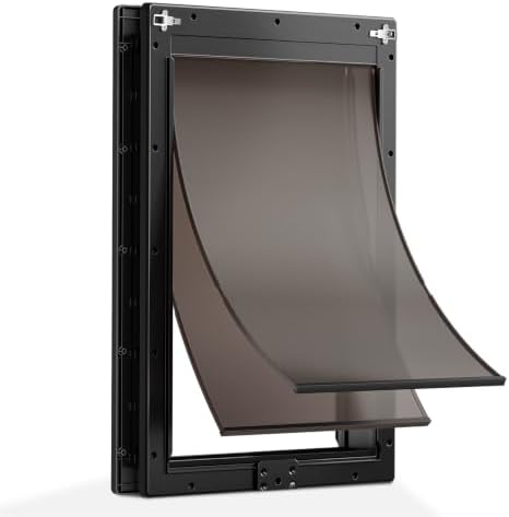 XL Plastic Dog Door for Door, Pets Up to 220 lb | Upgraded Aluminum Locks & Metal Screws, 2 Magnetic Flaps, Closing Panel, Easy Install for Interior & Exterior Doors