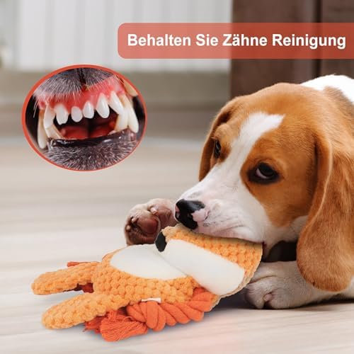 Dog Toys, Dog Squeaker Toys with Crinkle Paper (Orange Fox)