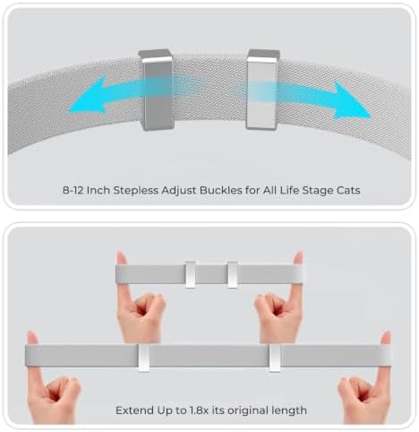 AirTag Cat Collar, Ultra Elastic Cat Tracker Collar (Grey) | Compatible with Apple Air Tag Holder, Lightweight, Scratch Resistant, Stepless Adjustable Pet Tracking Collars for Cat Kitten