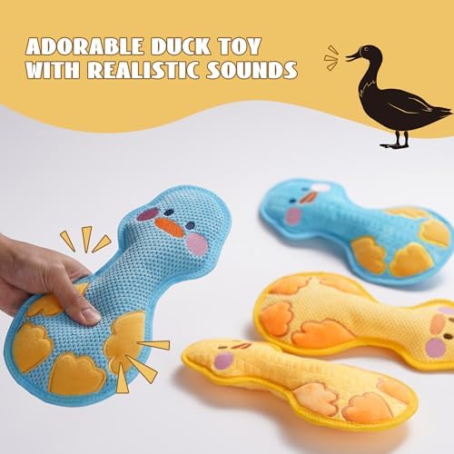 Nocciola Duck Squeaky Dog Toy, New 2025 Indestructible Dog Toy for Aggressive Chewers, Stuffed Toy with Two Tough Layers, Interactive Tug Training to Keep Them Busy, Blue