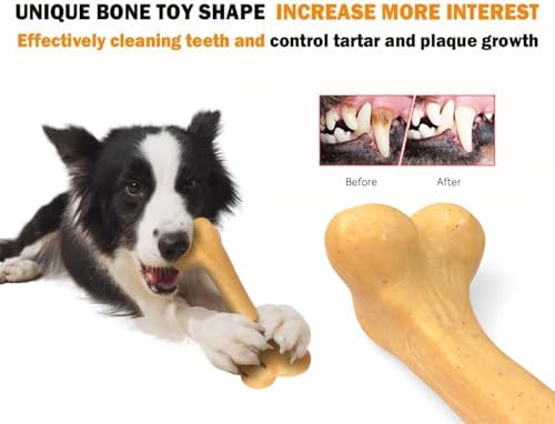 Indestructible Dog Toy for Aggressive Chewers, Nylon Chew Toy for Medium and Large Dogs, Durable Teething Toys for Puppies, Chicken Flavor