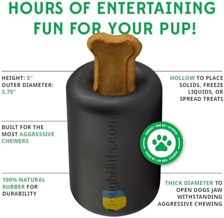 Goughnuts Work to Eat Dog Treat Toy – Virtually Indestructible Rubber Treat Dispensing Dog Toys for Aggressive Chewers, Mental Enrichment Feeder and Fillable Chew for Large Dogs, Freezable, USA Made