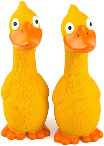 CHIWAVA 2PCS 7.9" Squeak Latex Dog Toys Yellow Duck for Small Medium Dogs