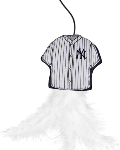 Pets First MLB New York Yankees Team Jersey Wand with CAT NIP, Cat Toy Jersey Shaped Plush Teaser Toy for Cats & Kittens - Interactive Pet Toy for Play & Exercise