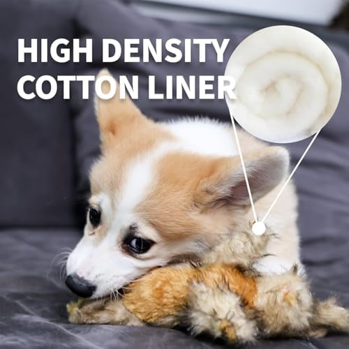 ALL FOR PAWS Classic Rabbit Squeaky Doy Toy, Bunny Dog Toy for Small Medium Breed, Puppy Fetch Toy with Squeaker, Plush Chew Dog Toy, Brown Rabbit -Small Size