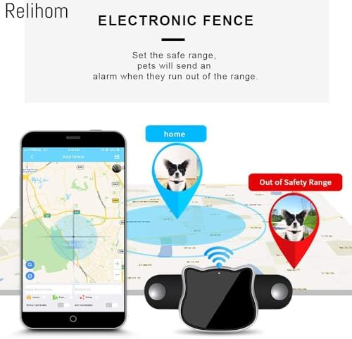 Smart Dog GPS Tracker, Relihom Live Pet Tracker with Virtual Fence, Real-Time Tracking,Activity Monitoring, Location History, Dog Collar Attachment, IP65 Waterproof