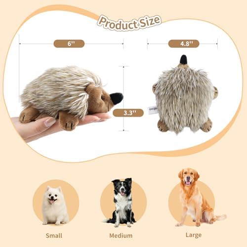 Pawaboo 2 Pack Hedgehog Plush Dog Toy, Squeaky Dog Chew Toy Soft Plush