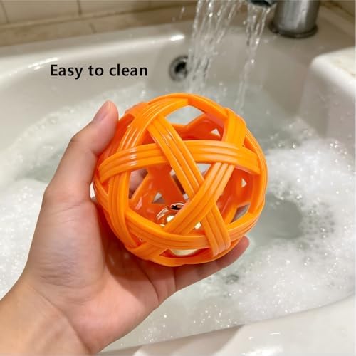 2PCS pet Bell Ball Toy,Suitable for Dogs, Cats, and Other Animals. Safe and Durable, bite-Resistant Design, Promotes Activity, an Essential Daily Plaything for Pets. (Orange and Blue)