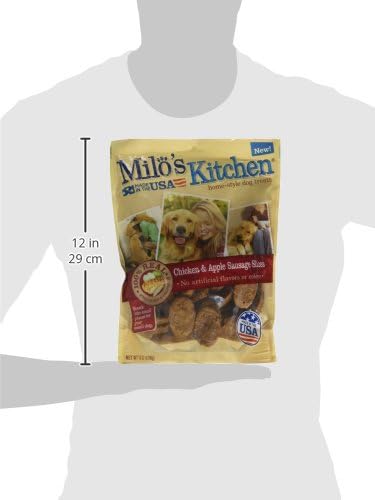 Milo's Kitchen Chicken & Apple Sausage Slices Dog Treats, 18 Oz. Bag (Pack of 4)