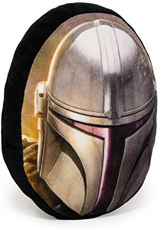 Buckle-Down Dog Toy, Mandalorian, Plush Squeaker Star Wars The Mandalorian Helmet, 8" x 8" (DTPT-SWBFJ)