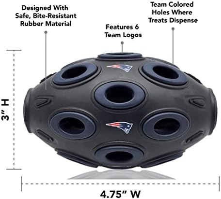 Pets First NFL New England Patriots Football Treat Dispensing Toy for Dogs and Cats, Rubber Ball Dog Toy, Interactive Fun Dog Treat Toy, Natural Rubber Dog Feeding Toy