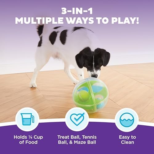 Outward Hound by Nina Ottosson A-Maze Ball Dog Treat Puzzle Ball, Level 2 Intermediate, Green