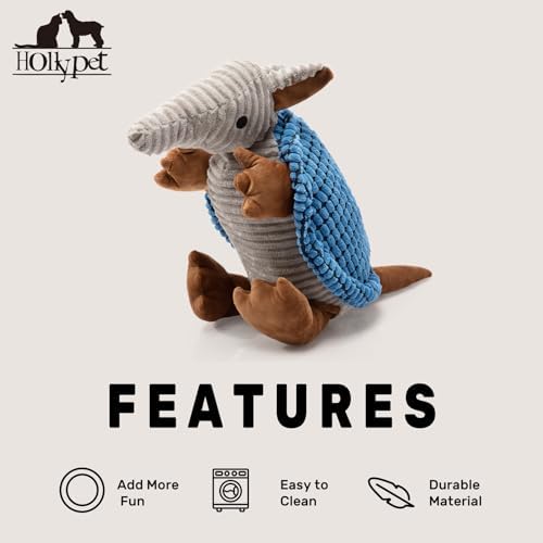 Hollypet Armadillo Squeaky Dog Toys for Medium Large Dogs, 14"
