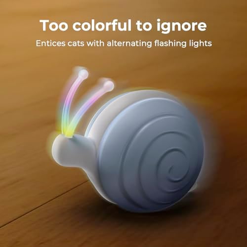 Cheerble Interactive Cat Toy for Indoor Cats, Wicked Snail Kitten Toys, Automatic Cat Toys with LED Lights, Rechargeable Moving Toys for Cats, Smart Stimulating Electric Pet Toy(Blue)