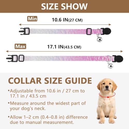 Holographic Gradient Rainbow Kitten Collar with Bell 2 Pack Cat Collars Adjustable Length 10.6" to 17.1"