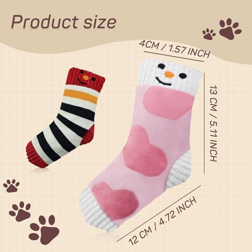 Andiker Squeaky Dog Toys, Cute Sock Shape Dog Chew Toys with Squeaker Crinkle Paper Hidden Food Hole Interactive Dog Toys for Small and Medium Dogs Chewing Teeth Grinding Playing (Pink)