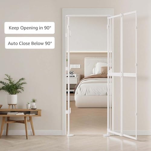 unipaws 75" H Transparent Cat Safety Gate, Auto Closing and No Drilling | Fit for 75"-98" Height and 21"-34" Wide Opening, Extra Tall Cat Door for Doorway, Stairs