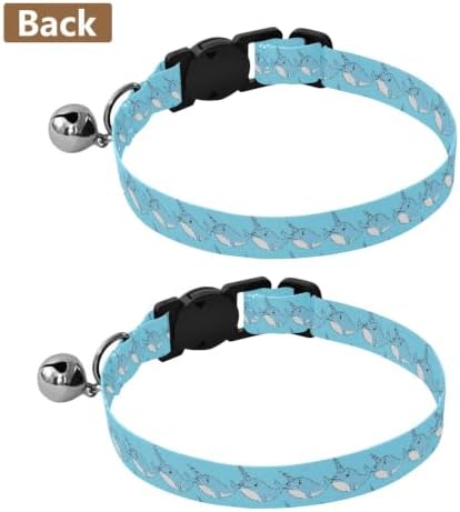 Cute Whale Blue Breakaway Cat Collars with Bell 2 Pack Cat Collar Adjustable Length 10.6" to 17.1"