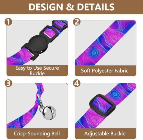Neon Blue Lightweight Small Dog Collar, 2 Pack Breakaway Cat Collars with Bell