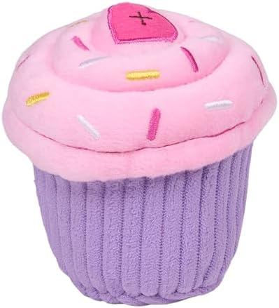 ZippyPaws Birthday Cupcake Dog Squeaky Toys to Keep Them Busy - Pink