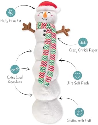 Fringe Studio Pet Toy, Snowball Party Large Snowman Plush Dog Toy 22" H, PetShop Collection (728030)