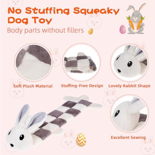 Mihachi Easter Rabbit Dog Squeaky Toys 16 Squeakers for Aggressive Chewers, Tough Interactive Tug of War Dog Toy-Chew Toy for Small,Medium,Large Breed No Stuffing Toy, Fun Long Toys 22.8 Inches