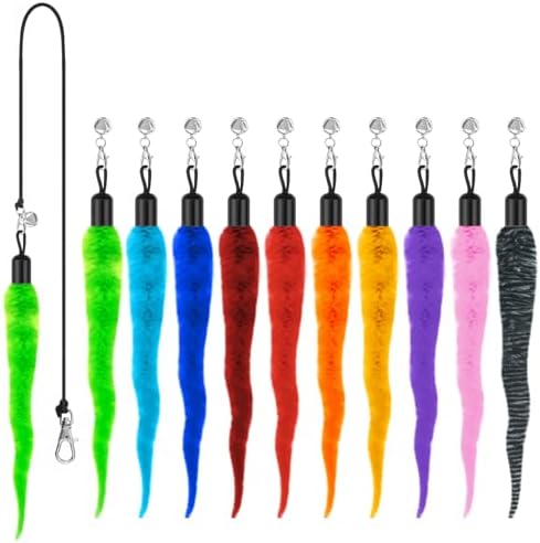 Kerros Fuzzy Worm Cat Wand Refills with Black String, 10 Pcs