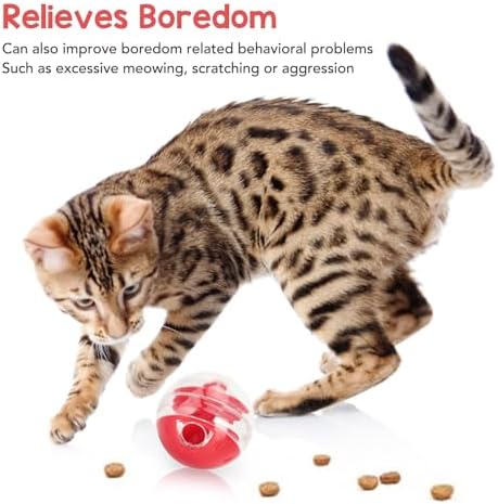 TITA-DONG Interactive Cat Treat Dispensing Puzzle Ball Toy, Adjustable Leakage Mouth Slow Feeder for Kitten Training