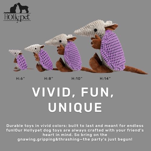 Hollypet Armadillo Squeaky Puppy Dog Toys for Small Medium Dogs, 6"