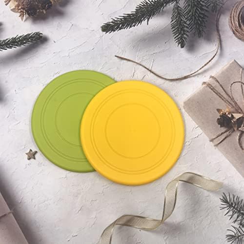 coldchill 7 Inch Dog Flying Disc, Puppy Flyer Toy React Faster Training Interactive Toys for Small Medium Dog, Lightweight Durable and Water Resistant Floating Saucer (Green+Yellow)