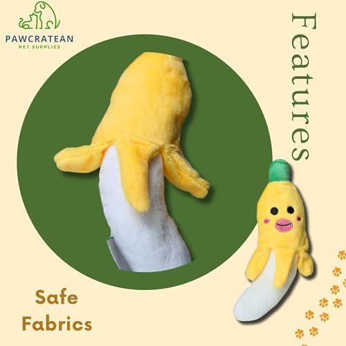 7" Squeaky Plush Toy for Puppies Small Dogs Self Etertainment Washable Soft Made [PET ONLY] (Banana)