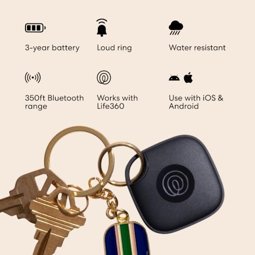 Life360 Tile - Bluetooth Tracker, Keys Finder and Item Locator for Keys, Bags and More. Phone Finder. Both iOS and Android Compatible. 2-Pack (Black/White)