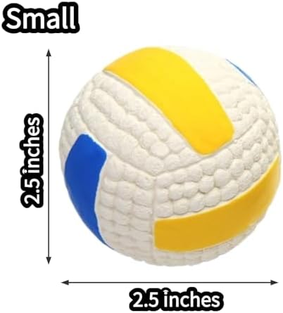 Squeaky Chew Dog Toys Interactive Sports Balls with Squeaker Soft Latex Rubber Bouncy Fetch Ball Toy (Soccer, Volleyball, Football, Tennis) for Puppy & Dog (Volleyball,Small)